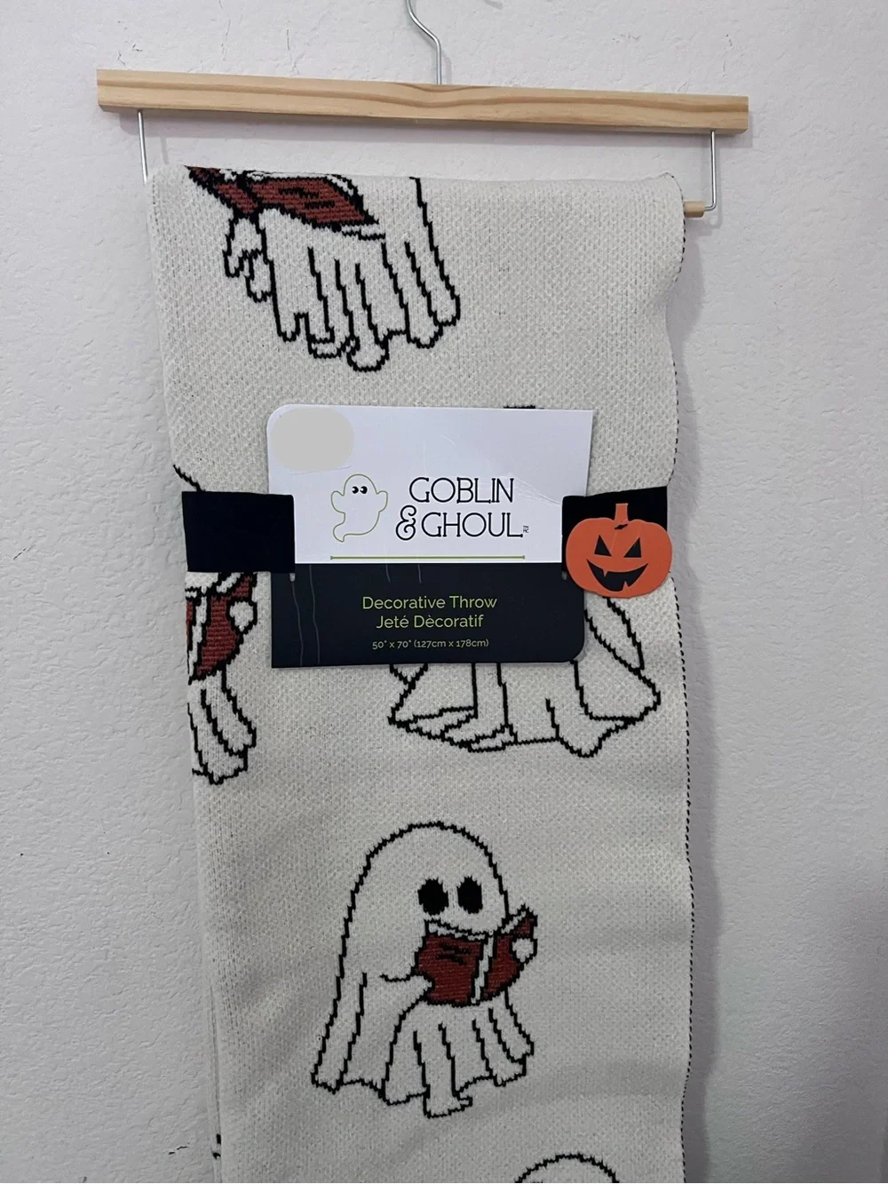New Viral Halloween Goblin & Ghoul Throw Blanket Ghost Reading Book